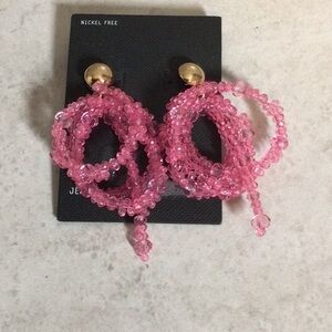 NWT Free Press gold post with pink swirl bead earrings